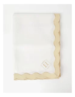Best deal ✔️ Heritage Florence Scalloped Edge Tablecloth With Gold Rim 😀