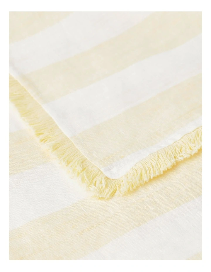 Fringed Linen Tablecloth Wide Stripe in Yellow New ❤️ Australian House & Garden Fringed Linen Tablecloth Wide Stripe In Yellow ???? -Barcraft shop unnamed file 1023