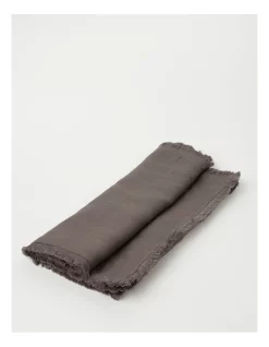 Promo 🛒 Australian House & Garden Fringed Linen Table Runner 45x180cm Dark Stone 🔔