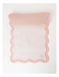 Promo ✨ Heritage Florence Scalloped Edge In Pink/White Pink And White Table Runner 😉