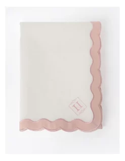 Cheap 🎉 Heritage Florence Scalloped Edge Tablecloth In Pink/White 🔔