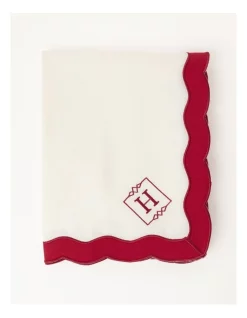 Best deal 👍 Heritage Florence Scalloped Edge Tablecloth In Red And White 💯