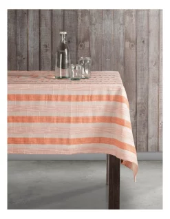 Best reviews of 🧨 Ladelle Eco Sorrento Recycled Cotton Table Cloth In Orange Stripe 💯