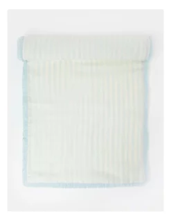 Coupon 😍 Australian House & Garden Fringed Linen Table Runner Fine Lines In Morning Mist 💯