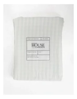 Wholesale 🛒 Australian House & Garden Fringed Linen Tablecloth Fine Lines In Morning Mist 😉