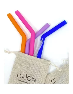 Best Sale 😍 Lujo Home Silicone Straws Set In Dark 🌟