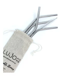 Promo 🔔 Lujo Home Short Bent Straws Cocktail In Silver 🛒