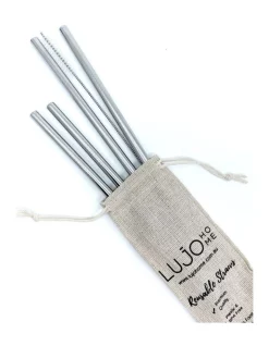 Coupon 🧨 Lujo Home Short Straight Straws Cocktail In Silver 🎁