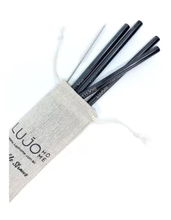 Hot Sale ✨ Lujo Home Reusable Smoothie Straws Black Straight 🤩
