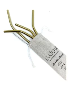 Budget 🥰 Lujo Home Reusable Smoothie Straws Gold Bent 👏