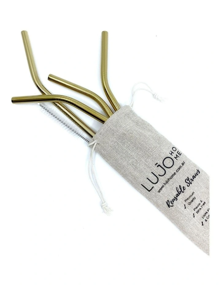 Budget π₯° Lujo Home Reusable Smoothie Straws Gold Bent π 3 Budget π₯° Lujo Home Reusable Smoothie Straws Gold Bent π