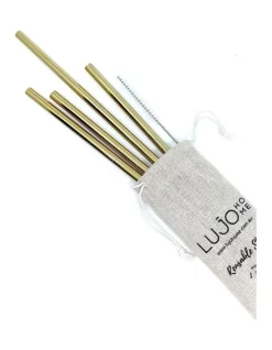 Flash Sale ⭐ Lujo Home Reusable Smoothie Straws Gold Straight 😍