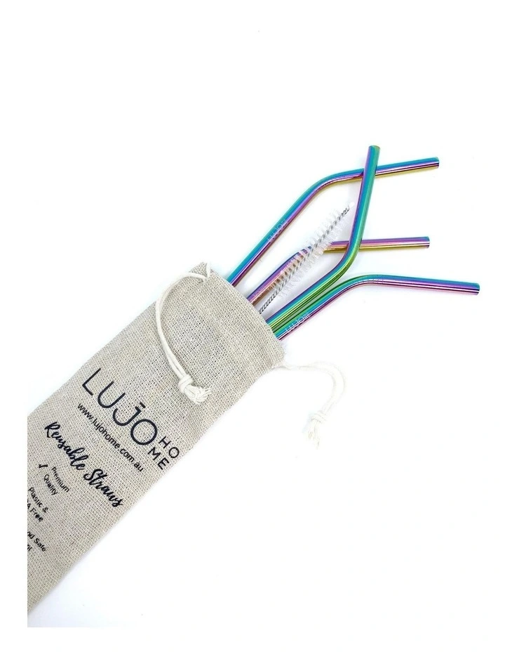New π Lujo Home Stainless Steel Straws 6mm Rainbow Bent π 3 New π Lujo Home Stainless Steel Straws 6mm Rainbow Bent π