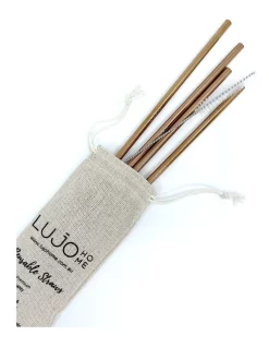 Discount 😀 Lujo Home Stainless Steel Straws 6mm Rose Gold Straight ⌛