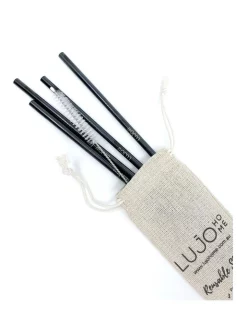 Promo 🛒 Lujo Home Stainless Steel Straws 6mm Black Straight 😀