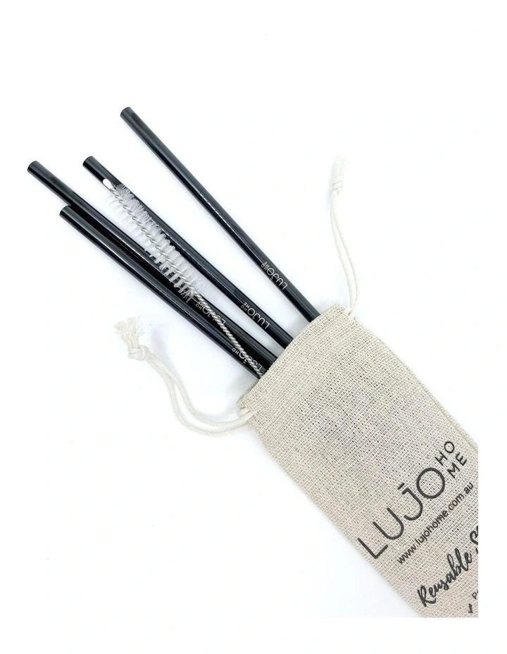 Promo π Lujo Home Stainless Steel Straws 6mm Black Straight π 3 Promo π Lujo Home Stainless Steel Straws 6mm Black Straight π