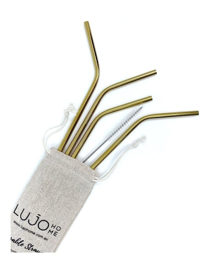 Best Sale π Lujo Home Stainless Steel Straws 6mm Gold Bent π 3 Best Sale π Lujo Home Stainless Steel Straws 6mm Gold Bent π