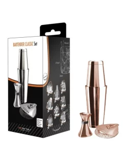 Hot Sale 😉 Uber Bar Tools Bartender Classic Set Copper (Incl. Boston & Toby Tin W/ Weighted Base) 🎉