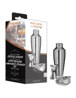 Hot Sale ❤️ Uber Bar Tools Shake Measure & Strain Pack Chrome 🤩