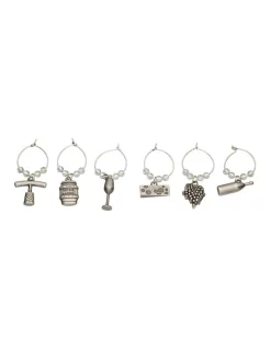 New 👏 BarCraft 6 Piece Set Wine Charms 🔔
