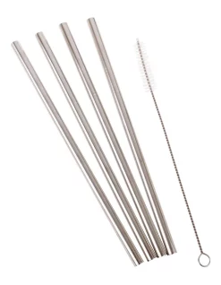 New 🧨 Appetito Stainless Steel Straight Smoothie Straws Set 4 With Brush ❤️