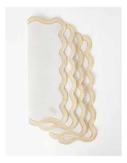 Best Sale π€© Heritage Florence Scalloped Edge Placemat Set Of 4 With Gold Rim π