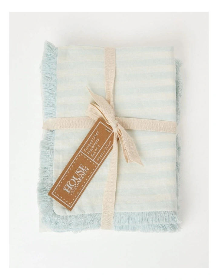 Fringed Linen Placemat Set of 4 Fine Lines in Morning Mist Budget ❤️ Australian House & Garden Fringed Linen Placemat Set Of 4 Fine Lines In Morning Mist ⭐ -Barcraft shop unnamed file 700