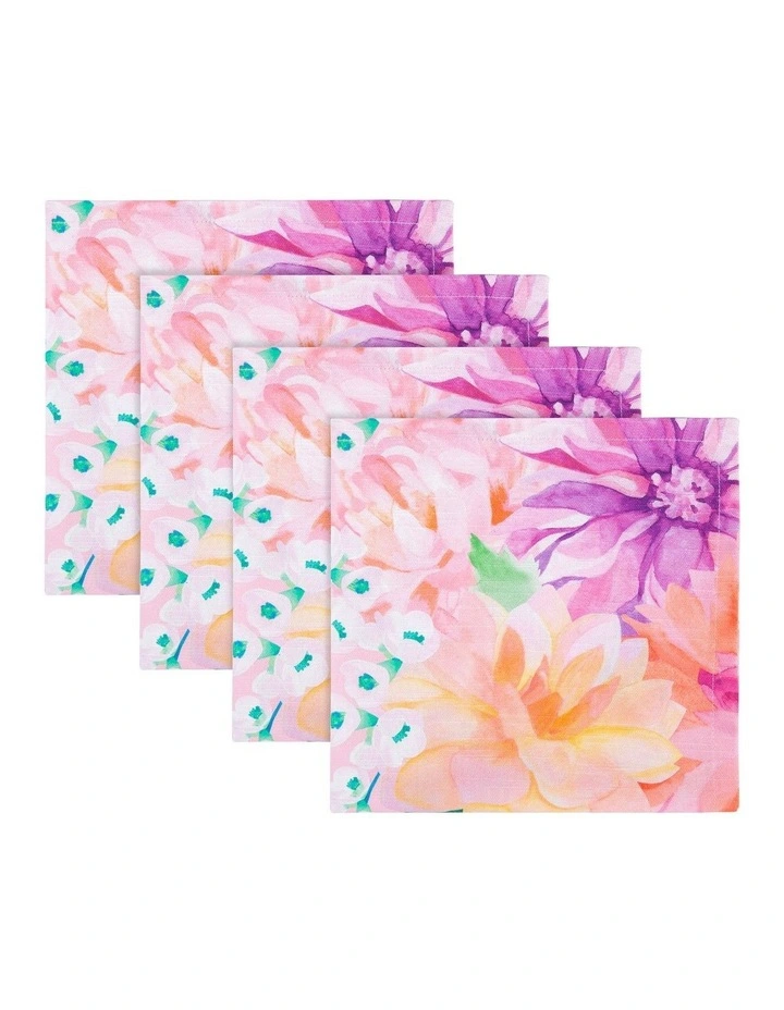 Cheap π Maxwell & Williams Teas & C's Dahlia Daze Cotton Napkin Set Of 4 45x45cm In Multi π 3 Cheap π Maxwell & Williams Teas & C's Dahlia Daze Cotton Napkin Set Of 4 45x45cm In Multi π