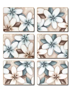Hot Sale ⌛ Cinnamon Ocean Frangipani Set Of 6 Coasters 🛒