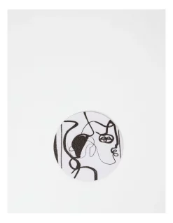 Promo π Vue Leather Look Coaster Faces In Black And White Round π₯