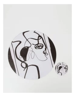 Promo ???? Vue Leather Look Coaster Faces In Black And White Round ???? 4 Promo ???? Vue Leather Look Coaster Faces In Black And White Round ???? -Barcraft shop unnamed file 817