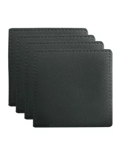 Outlet ⭐ Maxwell & Williams Table Accents Leather Coaster 10x10cm Set Of 4 In Charcoal ????