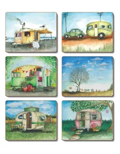 Outlet ✨ Cinnamon Vintage Caravan Set Of 6 Coasters 🛒