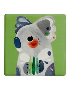 New ???? Maxwell & Williams Pete Cromer Ceramic 9.5cm Koala Square Tile Coaster Green ????
