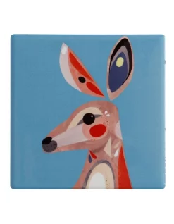 Promo ???? Maxwell & Williams Pete Cromer Ceramic 9.5cm Kangaroo Square Tile Coaster Blue ????